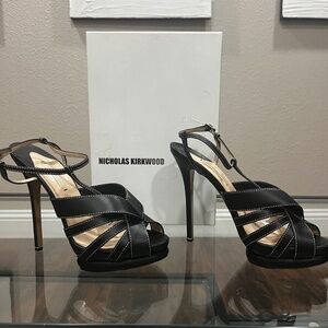 Nicholas Kirkwood Black Ankle Strap Platform Sandal